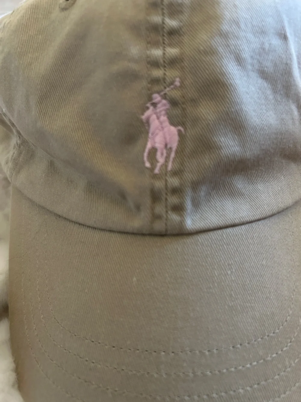 Polo by Ralph Lauren Khaki Cap with Light Pink Pony - Picture 6 of 7